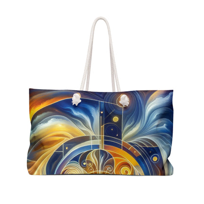 "Divinidad ascendente: un despertar espiritual en una geometría vibrante" - The Alien Weekender Bag Estilo de arte religioso