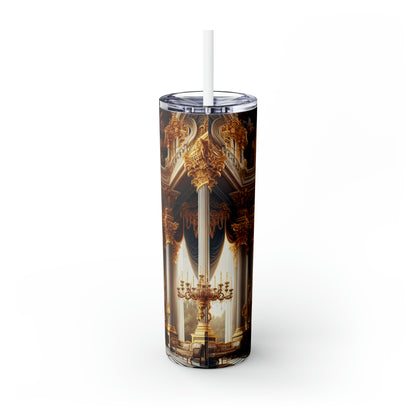 "Regal Splendor: A Gold-Plated Baroque Palace" - The Alien Maars® Skinny Tumbler with Straw 20oz Baroque Style