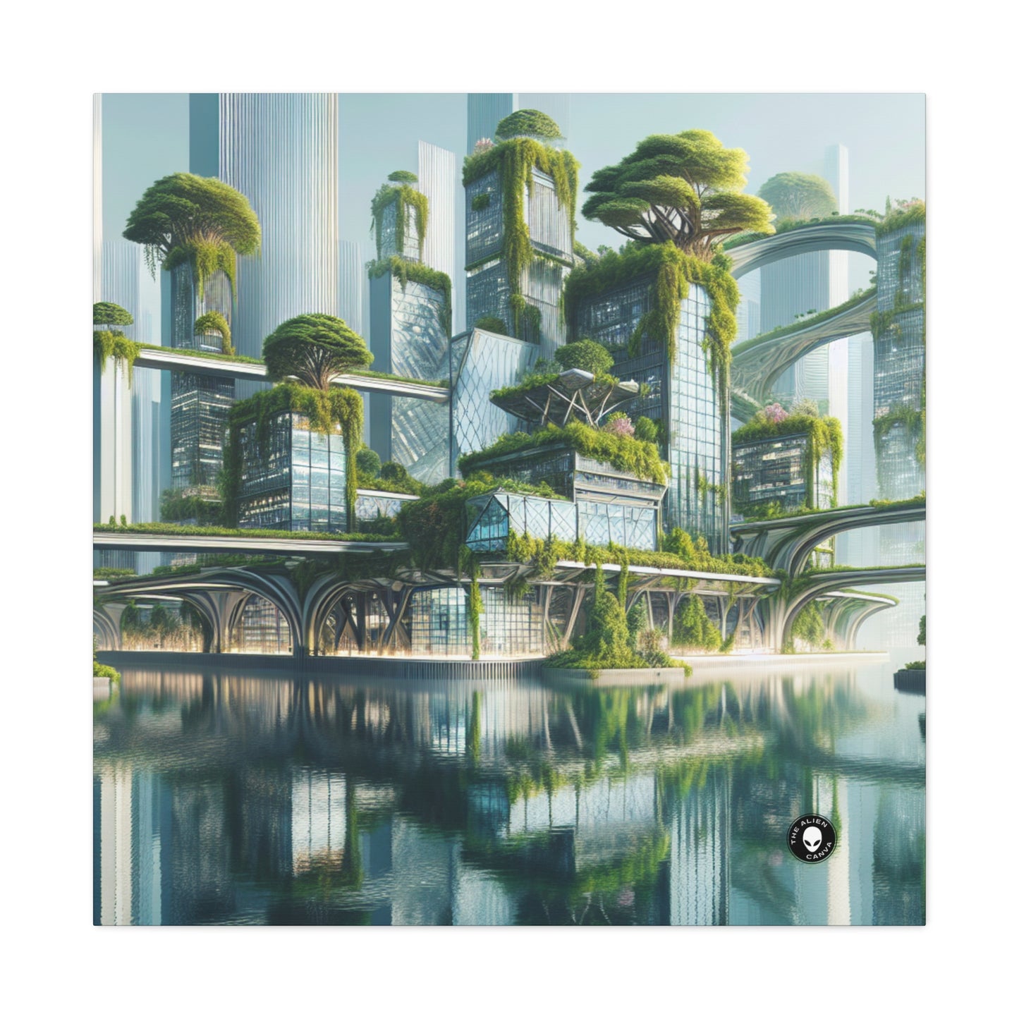 "Nature's Fusion : Un paysage urbain futuriste" - The Alien Canva