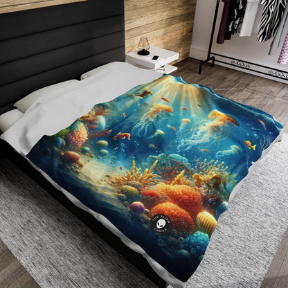 "Sunlit Serenity: A Magical Underwater Realm" - The Alien Velveteen Plush Blanket