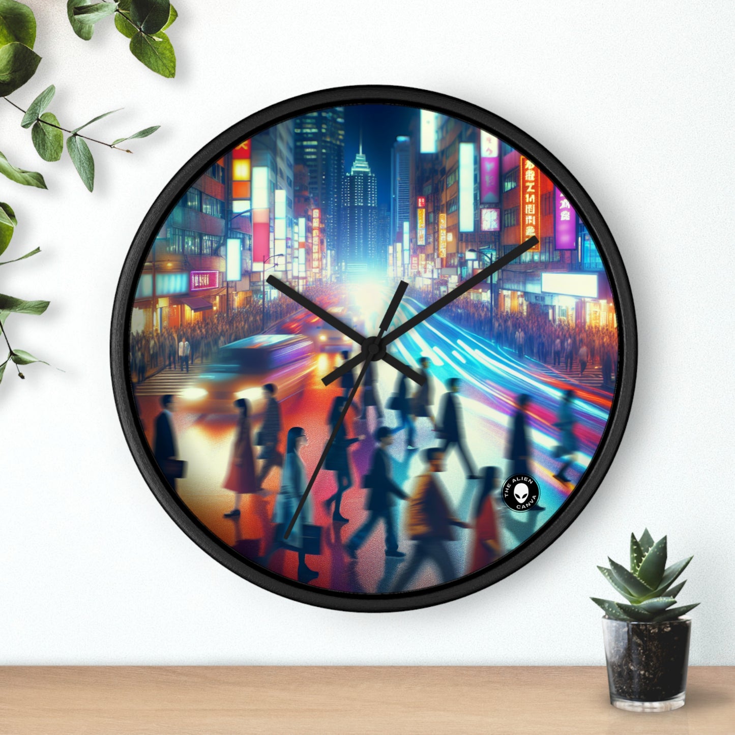 "Neon Night Street" - L'horloge murale extraterrestre