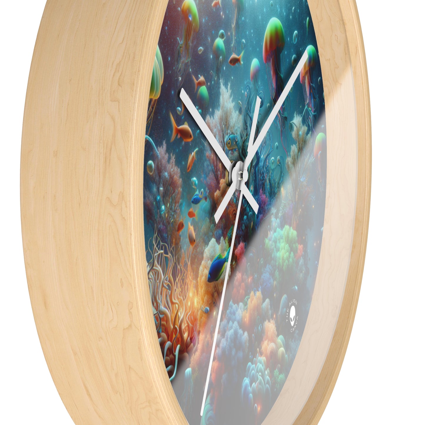 "Neon Fish Dance in Coral Forest" - The Alien Wall Clock