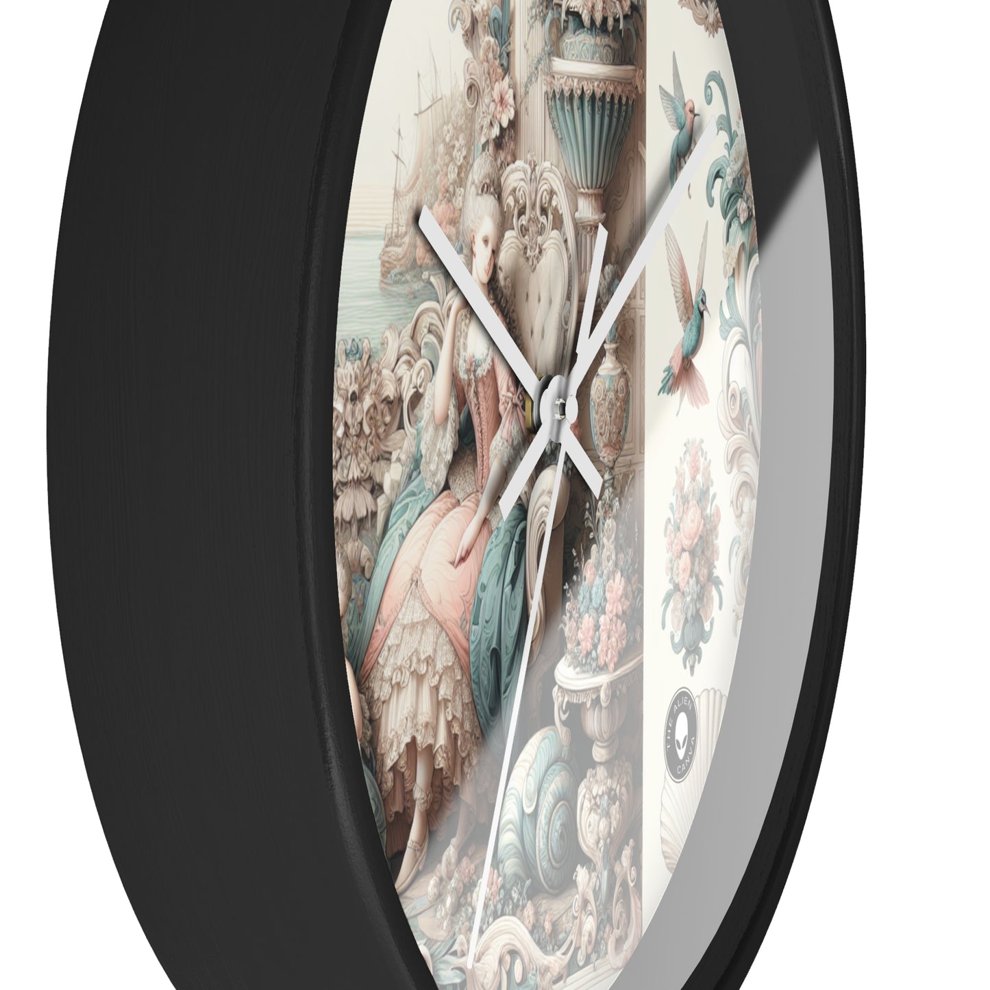 "Enchantement dans les jardins pastel : Rococo Fairy Princess" - L'horloge murale Alien Rococo