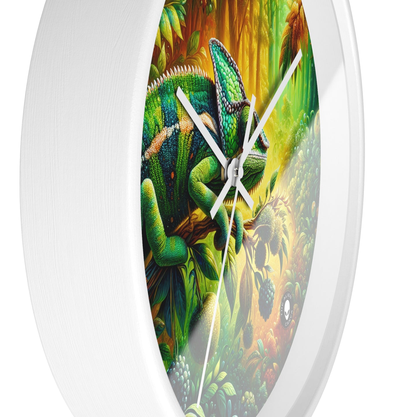 "Vibrant Woods and the Chameleon Camouflage" - The Alien Wall Clock