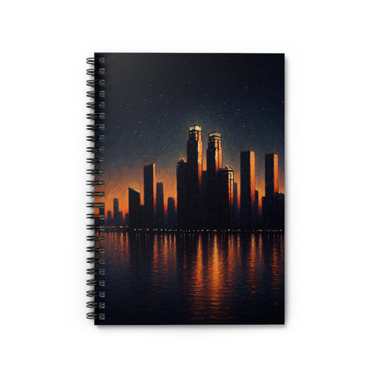 "The City Aglow" - The Alien Spiral Notebook (Ruled Line) Post-Impressionism Style