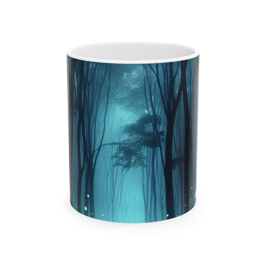 « Guidé par des lucioles : le spectacle de lumière secret d'une forêt » - Tasse en céramique Alien 11 oz