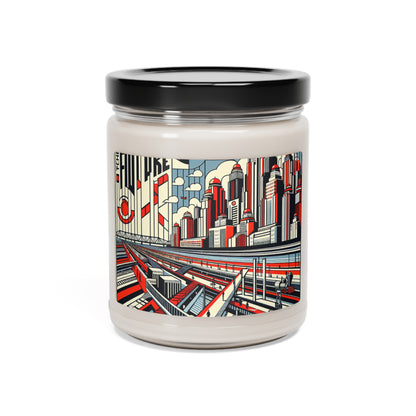 "Construyendo ideas: un paisaje tipográfico" - La vela de soja con aroma a extraterrestre, 9 oz, estilo constructivismo