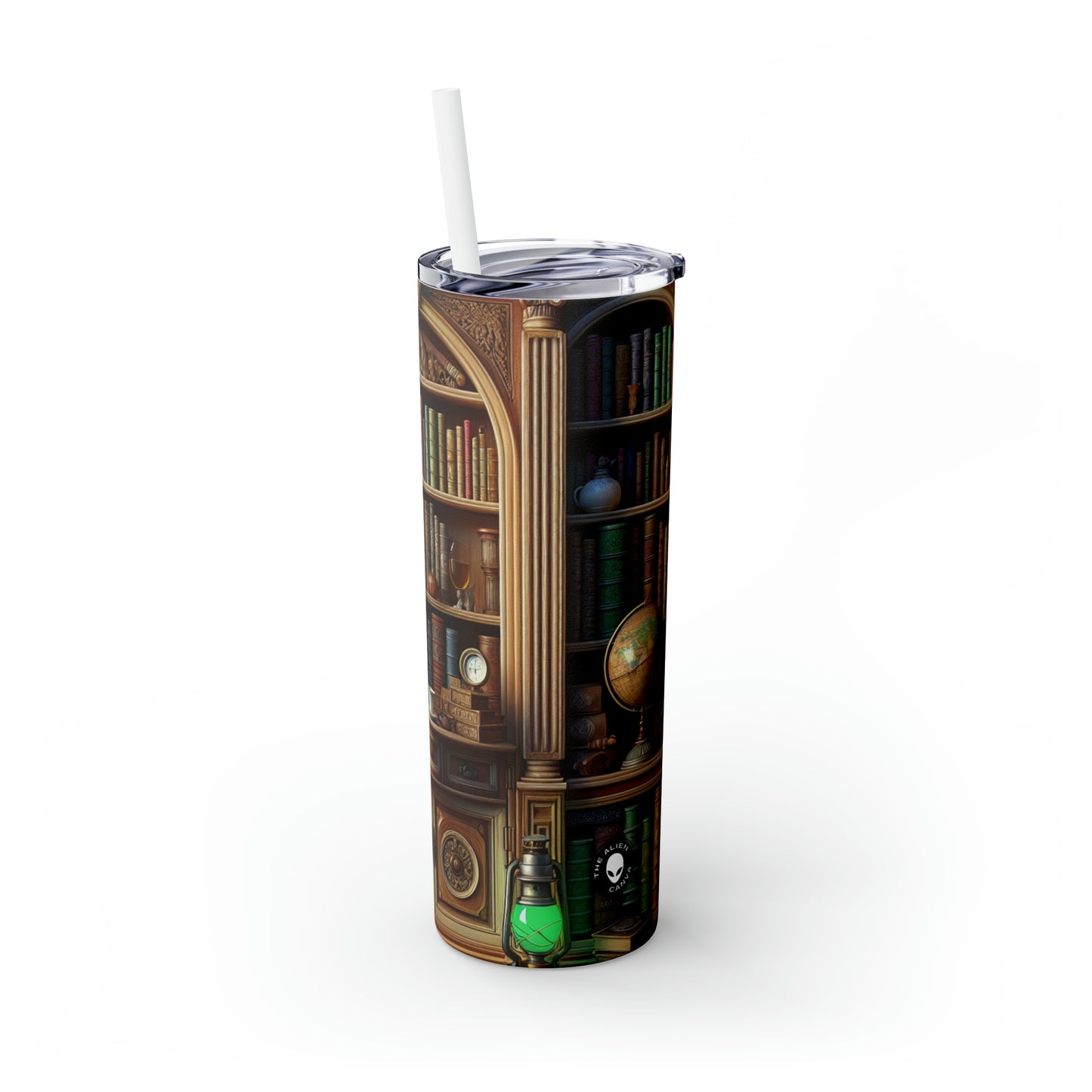 "Revealed Wonders: A Trompe-l'oeil Journey to an Underwater Oasis" - The Alien Maars® Skinny Tumbler with Straw 20oz Trompe-l'oeil