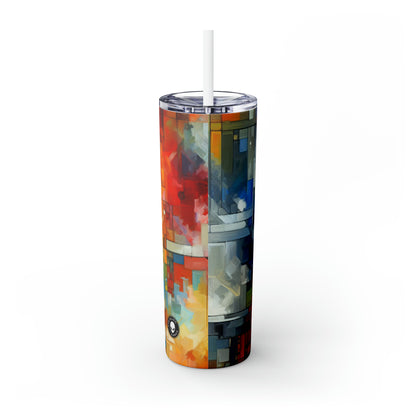 "Progrès optimiste : une œuvre d'art abstraite" - The Alien Maars® Skinny Tumbler avec paille 20oz Art abstrait