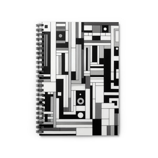 "De Stijl in Black and White" - The Alien Spiral Notebook (Ruled Line) De Stijl Style