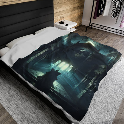 "Moonlight Shadow: A Gothic Portrait" - The Alien Velveteen Plush Blanket Gothic Art Style