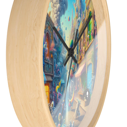 "Whimsical Wonders: A Vibrant Street Scene" - The Alien Wall Clock