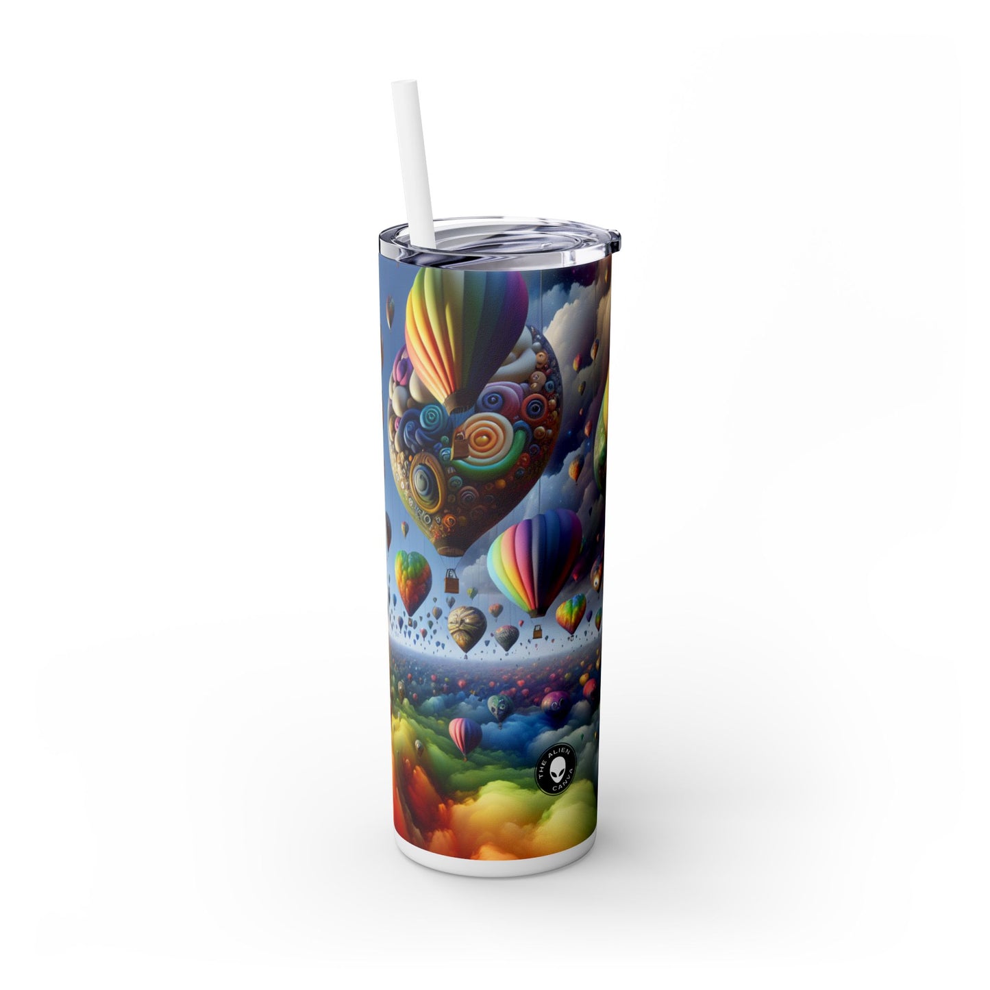 "Emotional Skyline: A Surreal Balloon Landscape" - The Alien Maars® Skinny Tumbler with Straw 20oz