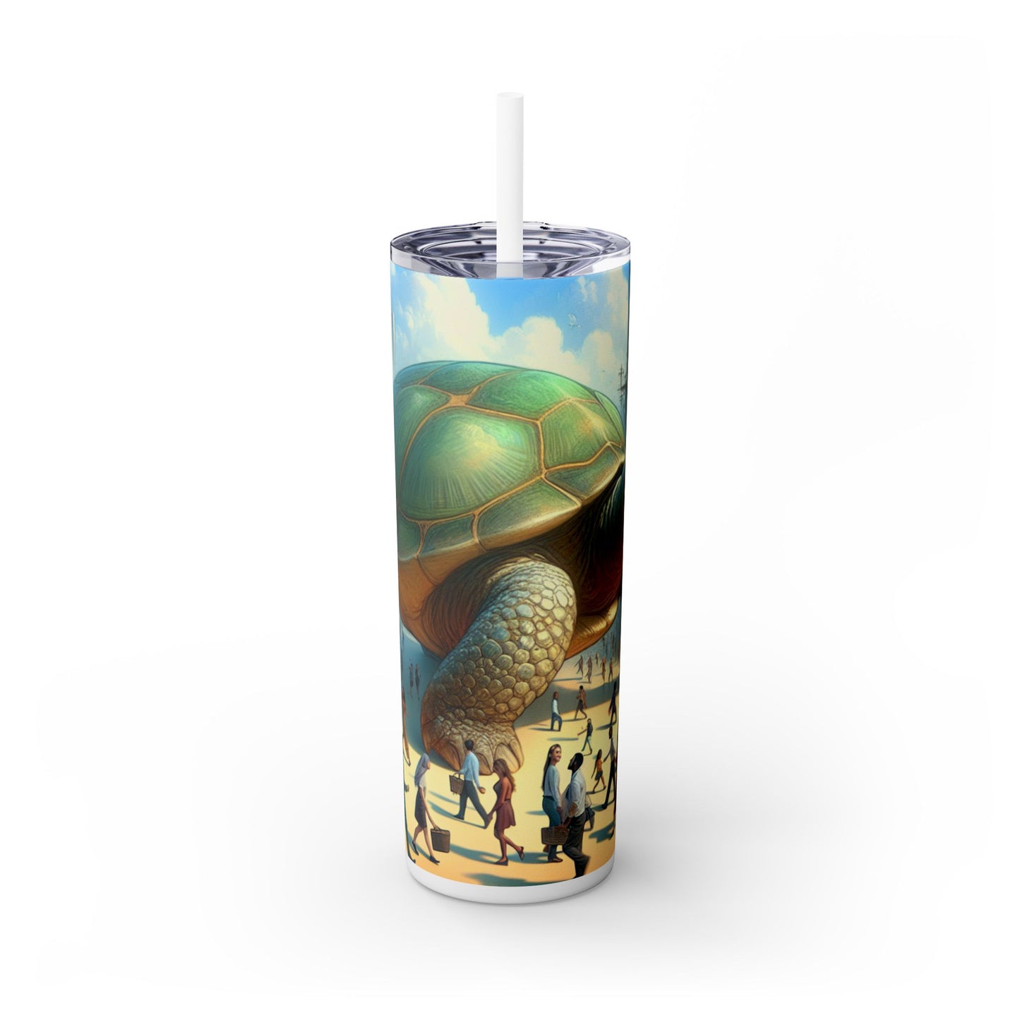 "La merveilleuse tortue dans la ville" - Le verre fin Alien Maars® avec paille 20 oz