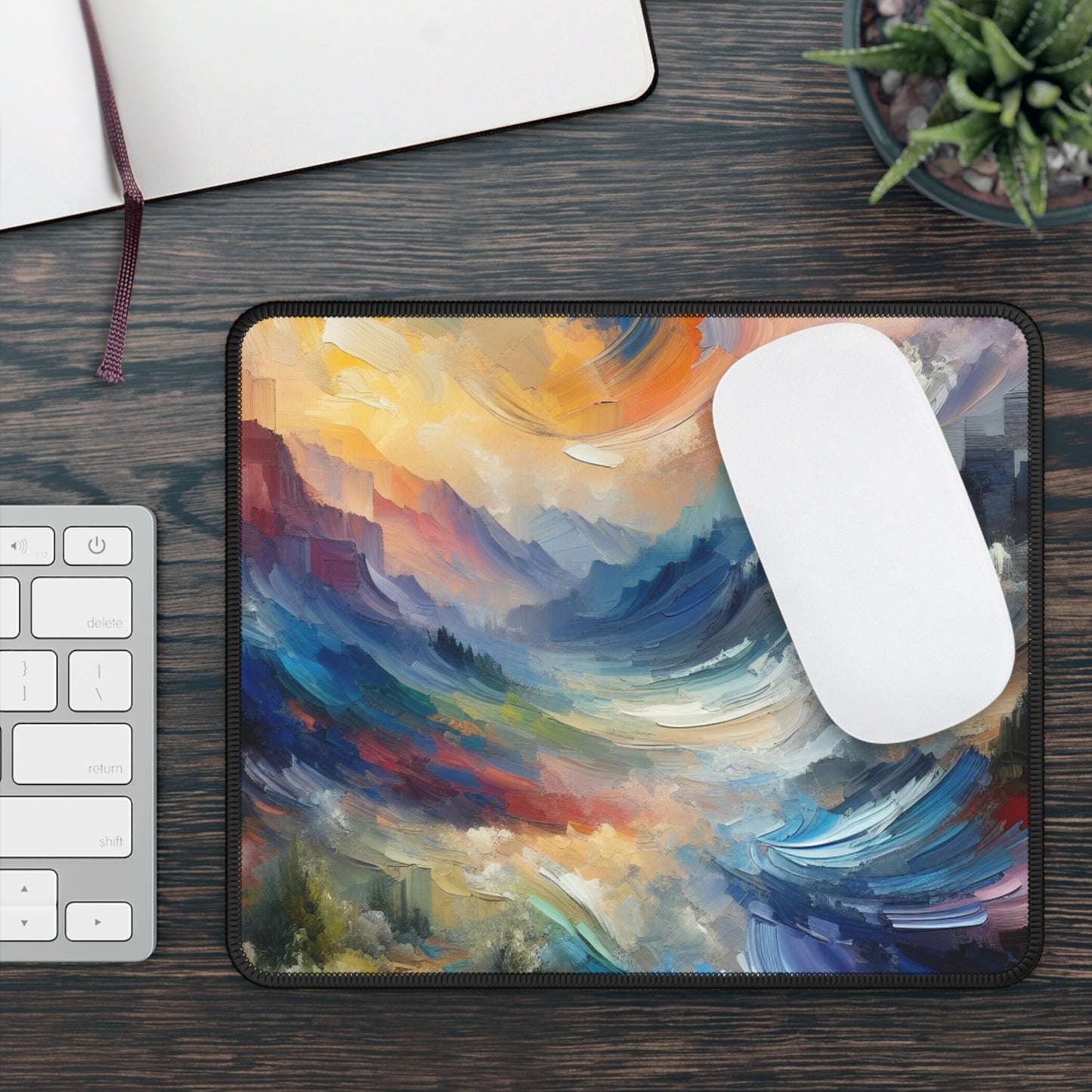 "Paisaje abstracto: exploración de profundidades emocionales a través del color y la textura" - The Alien Gaming Mouse Pad Estilo expresionismo abstracto