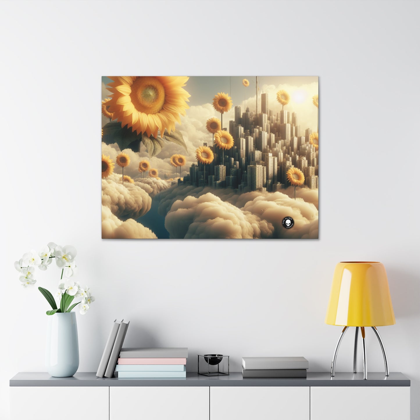 "Ethereal Sky: The City of Clouds and Sunflowers" - The Alien Canva