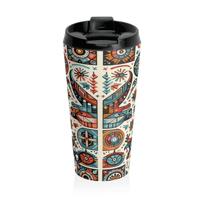 "Nature's Wisdom: An Indigenous Tribute" - The Alien Stainless Steel Travel Mug Indigenous Art