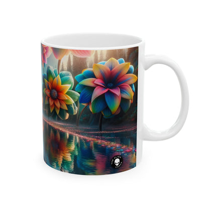 "Enchanted Waters: A Floral Dreamland" - The Alien Ceramic Mug 11oz