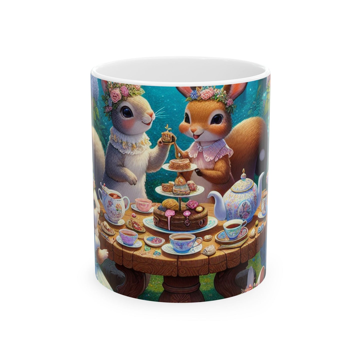 « Tea Party enchanté dans la clairière des bois » - Tasse en céramique Alien 11 oz