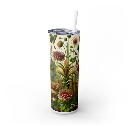 "Enchanted Garden: A Whimsical Scene" - The Alien Maars® Skinny Tumbler with Straw 20oz