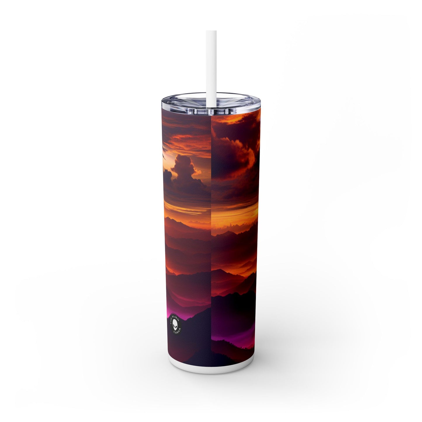 « Dawning Peaks : A Mountain Sunrise » - The Alien Maars® Skinny Tumbler avec paille 20oz