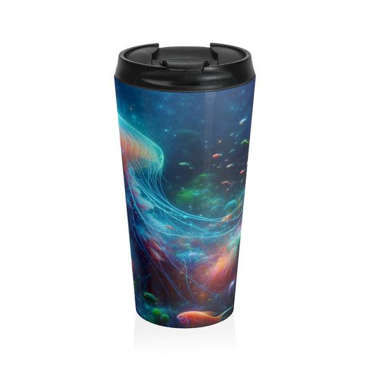 "Glowing Jellyfish in the Enchanted Underwater World" - The Alien Stainless Steel Travel Mug