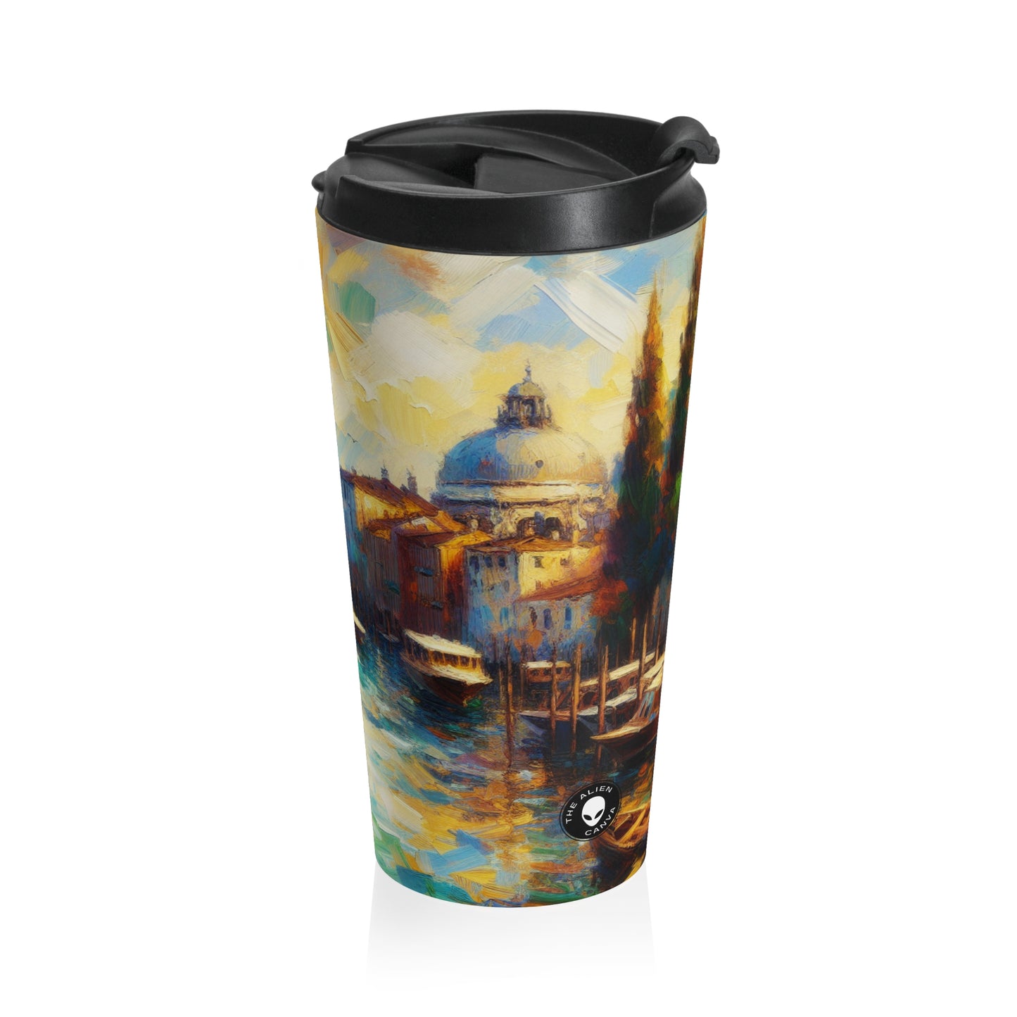 "Serenity in the City: Capturing the Golden Hour" - The Alien Stainless Steel Travel Mug Impressionism