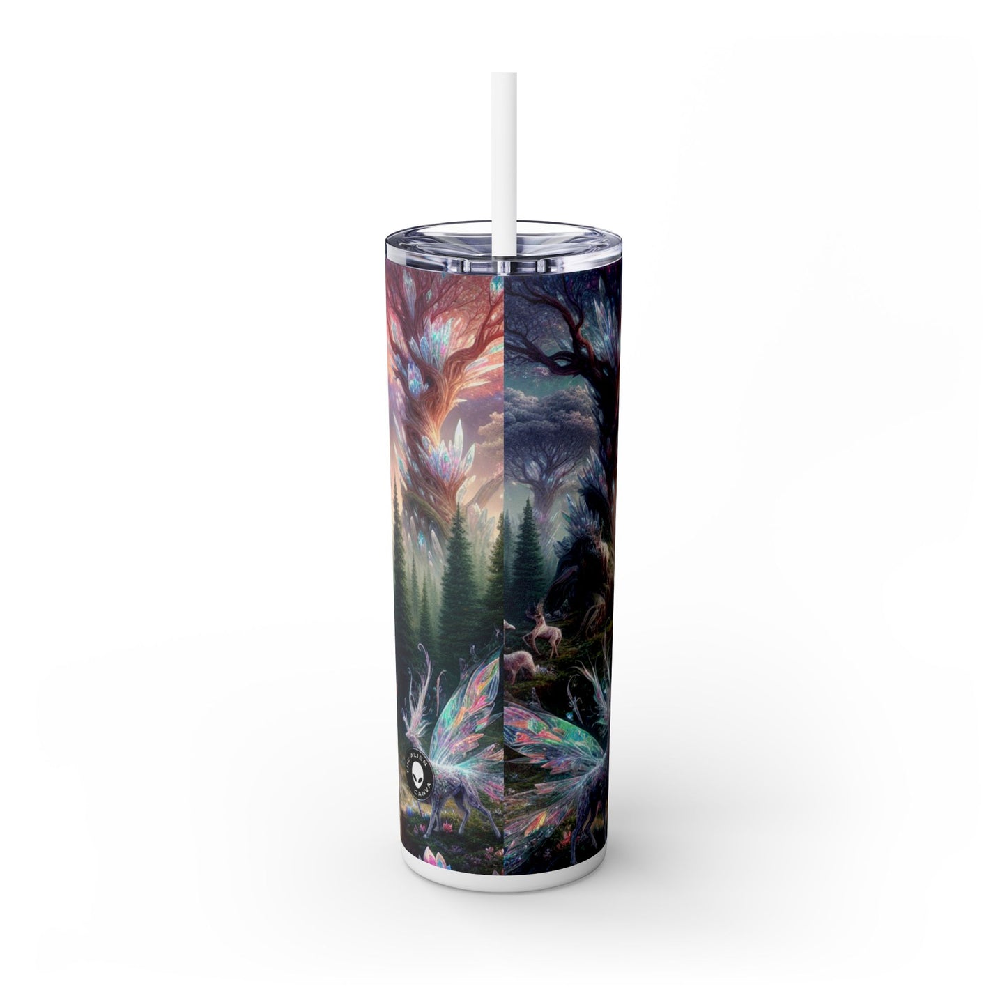 "Bosque de Cristal: Un Reino Mágico" - Vaso estrecho con pajita de 20 oz de Alien Maars®