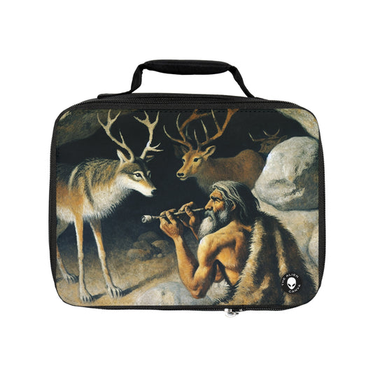 "Chasseur et loup : à la poursuite d'une proie." - La peinture rupestre du sac à lunch Alien