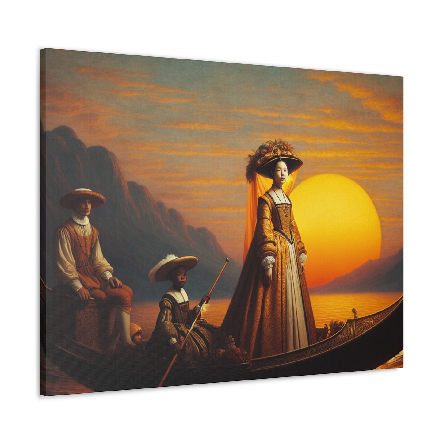 "Golden Twilight in the Italian Gondola" - The Alien Canva Renaissance Art Style