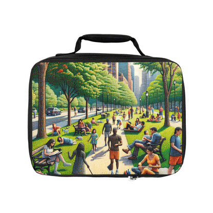 "Dotty Cityscape" - La bolsa de almuerzo alienígena estilo puntillismo