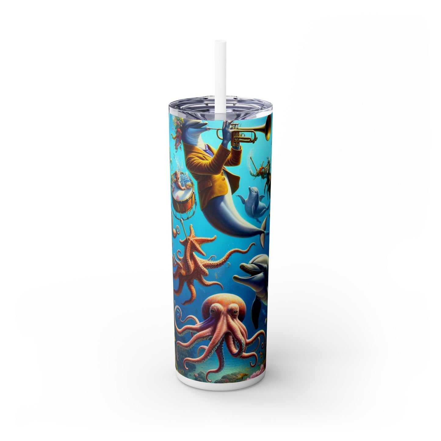 "Musical Reef Spectacle" - The Alien Maars® Skinny Tumbler with Straw 20oz