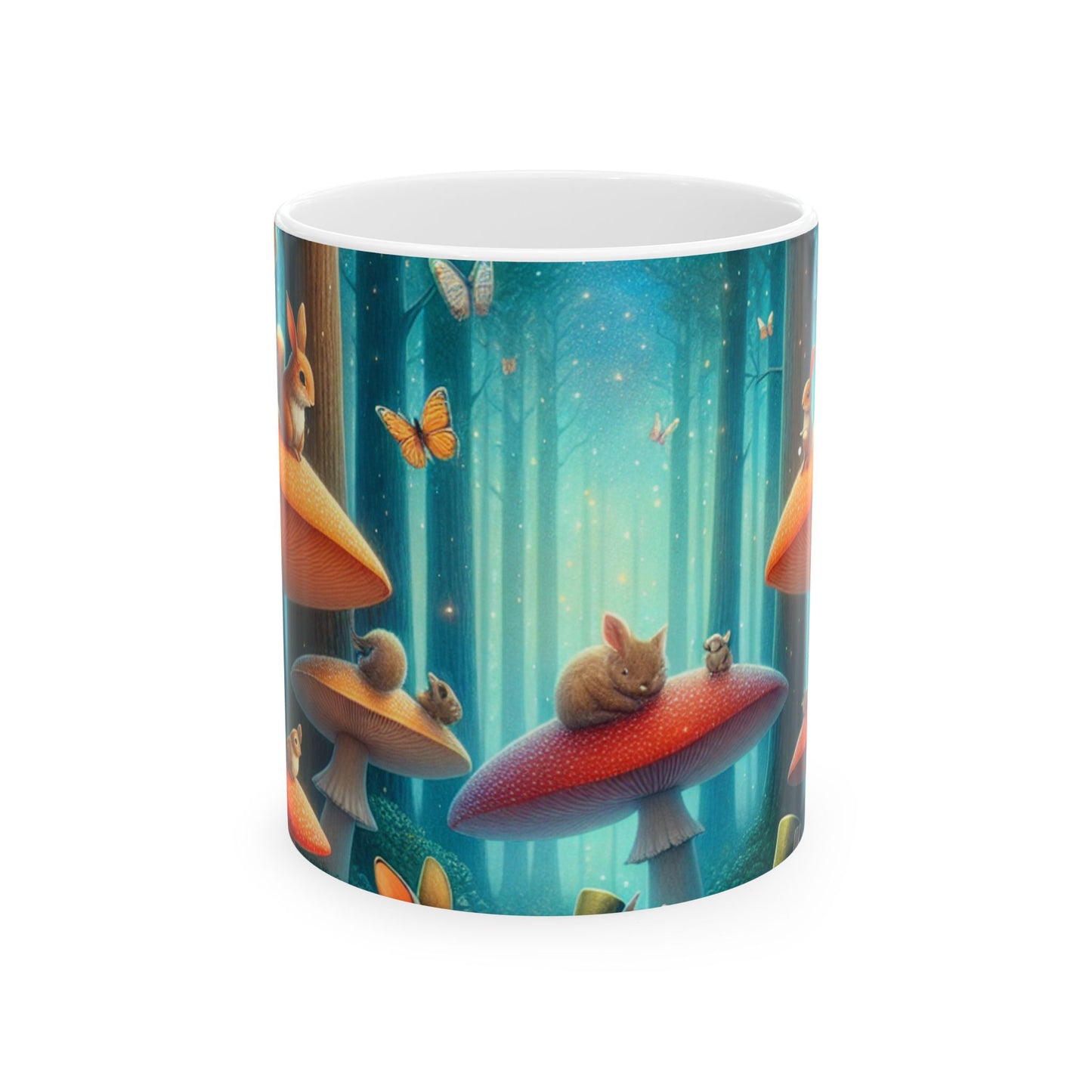 « Mushroom Wonderland : une soirée thé magique » – Tasse en céramique Alien 11 oz