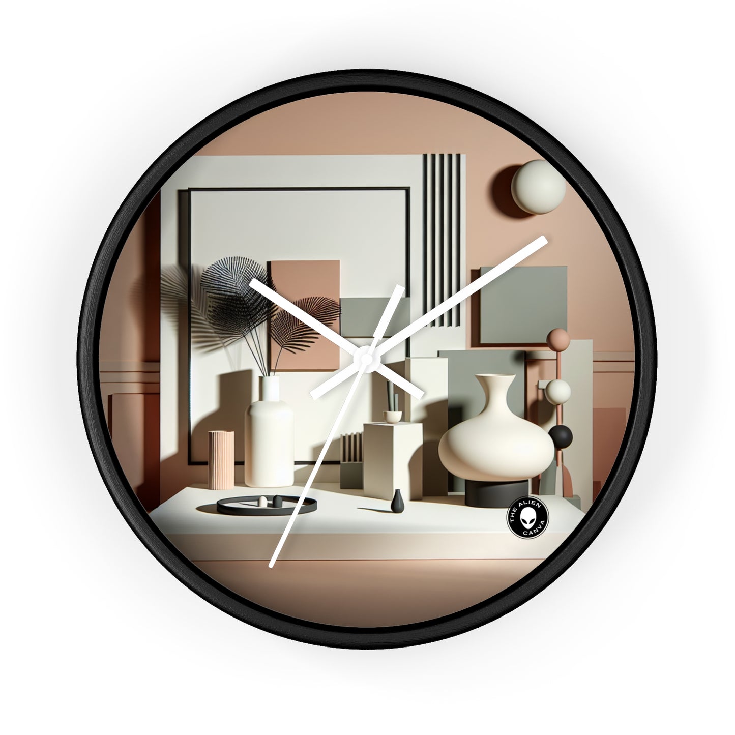 "Armonía en la geometría: una exploración minimalista del arte digital" - El reloj de pared alienígena posminimalismo