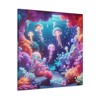 Enchanting Underwater Realm: Glowing Jellyfish and Curious Octopus - The Alien Canva