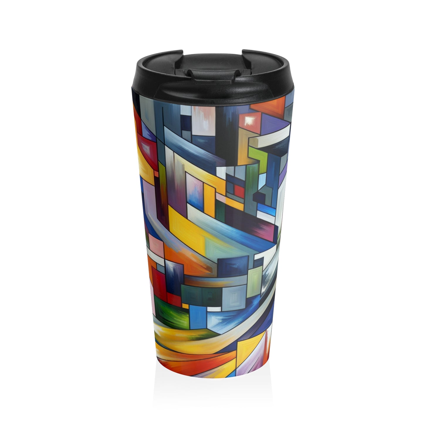 "City Pulse: A Vibrant Nighttime Geometric Journey" - The Alien Stainless Steel Travel Mug Hard-edge Painting