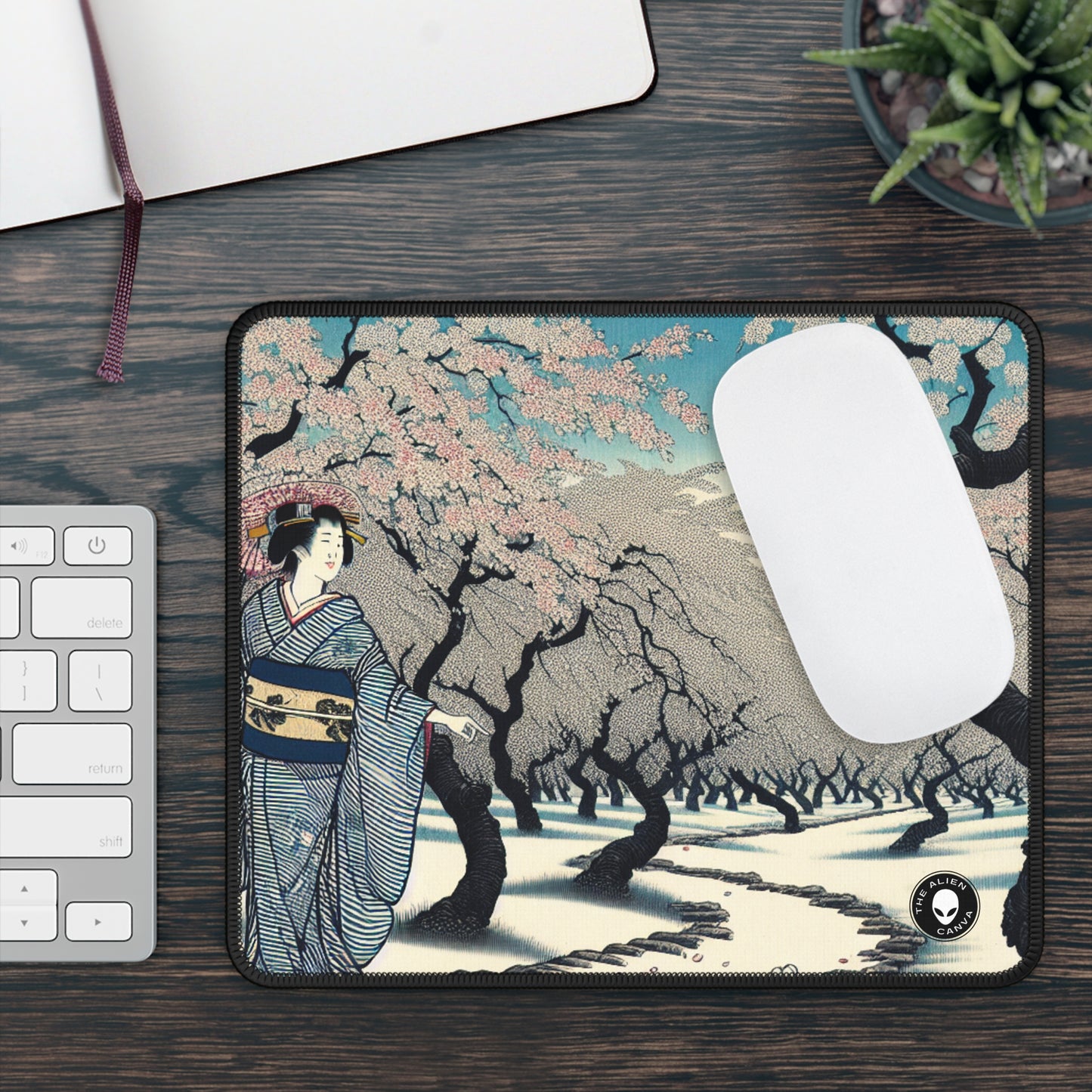 "Blossoming Sky" - The Alien Gaming Mouse Pad Ukiyo-e (Japanese Woodblock Printing)