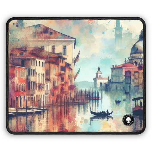 Côte tranquille : une peinture sereine au coucher du soleil à l'aquarelle – The Alien Gaming Mouse Pad aquarelle