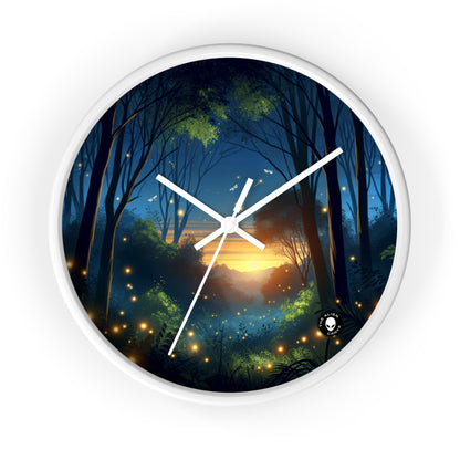 "Enchanted Dusk: Fireflies in the Forest" - The Alien Wall Clock