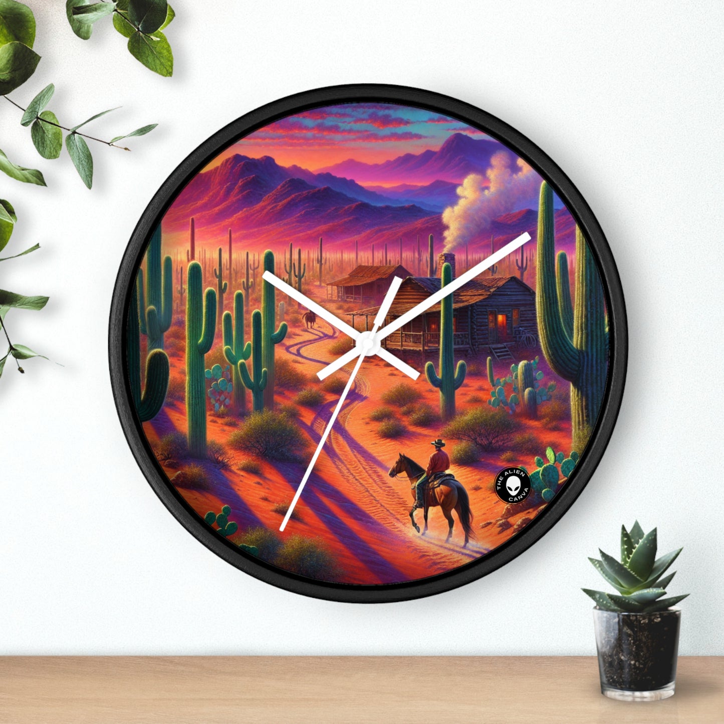 "Glowing rain: A city's reflection" - The Alien Wall Clock Realism