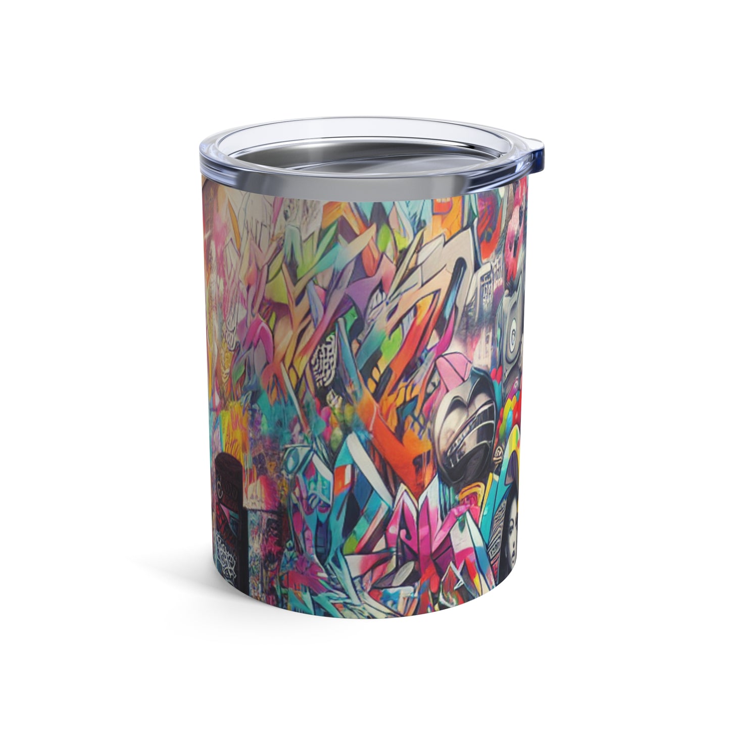 "Neon Horizon: The Vibrant Future Metropolis" - The Alien Tumbler 10oz Street Art / Graffiti