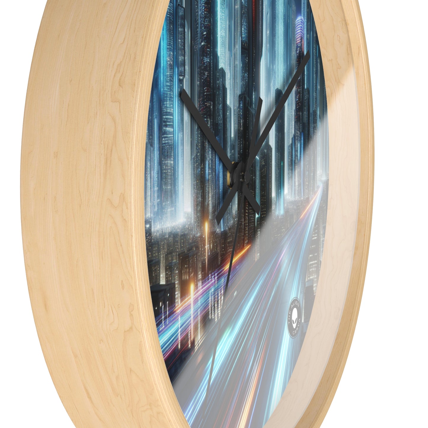 "Neon Nightscapes: A Futuristic City Adventure" - The Alien Wall Clock