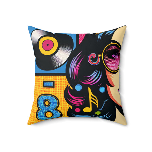 "Celebrating Pop Iconography: A Retrospective Portrait" - The Alien Spun Polyester Square Pillow Pop Art
