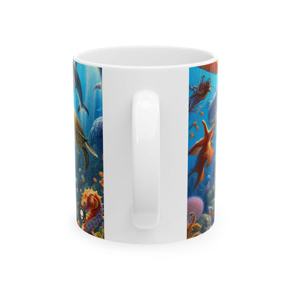 "Musical Reef Spectacle" - Taza de cerámica extraterrestre de 11 oz