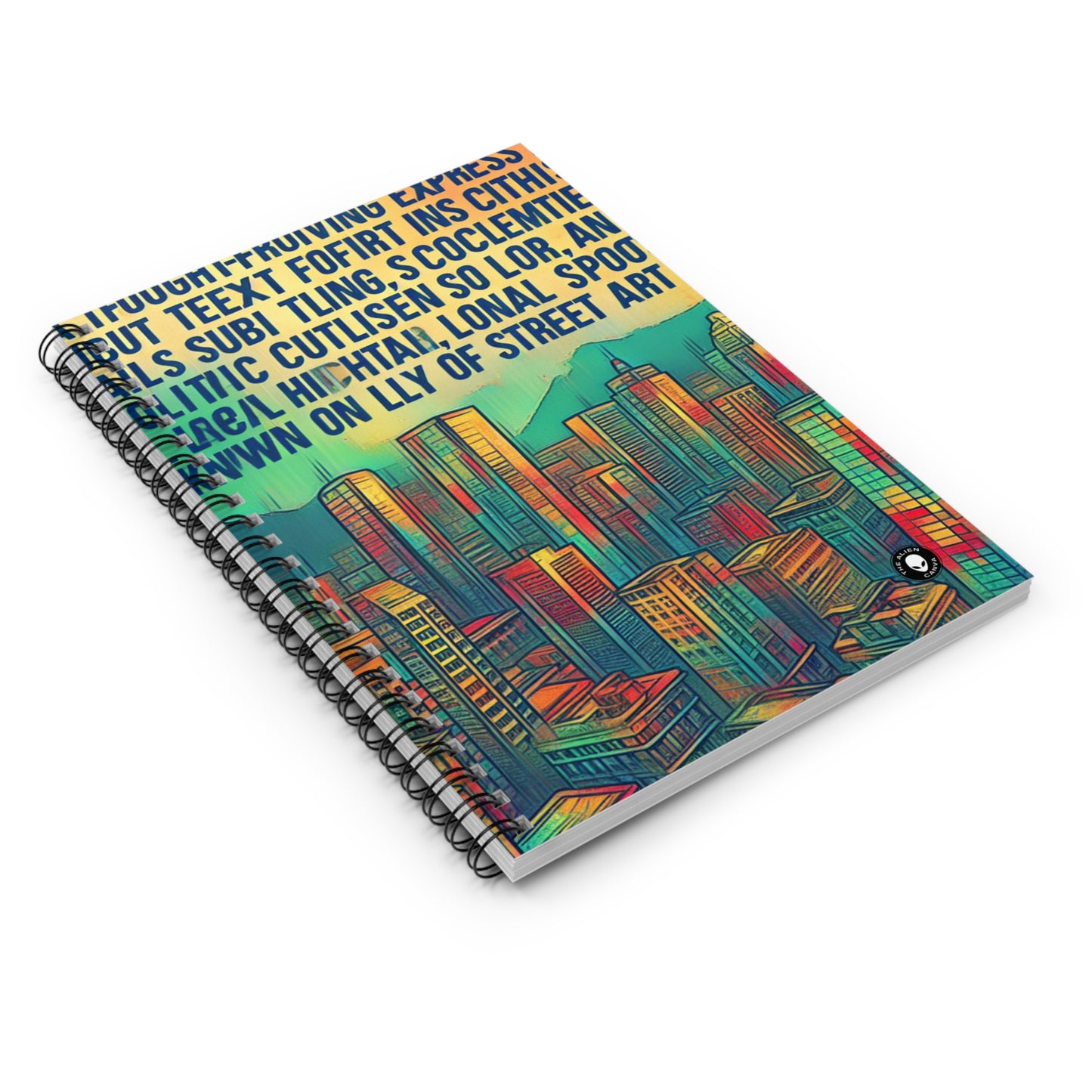 "Urban Myth: The Vibrant Street Art Fusion" - The Alien Spiral Notebook (Ruled Line) Street Art