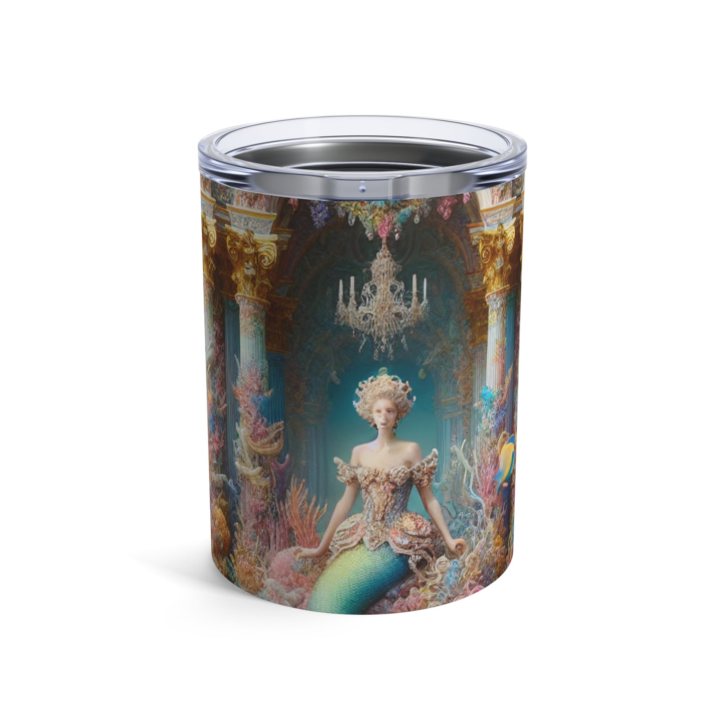 "Esplendor submarino: un palacio de sirena rococó" - El vaso alienígena estilo rococó de 10 oz