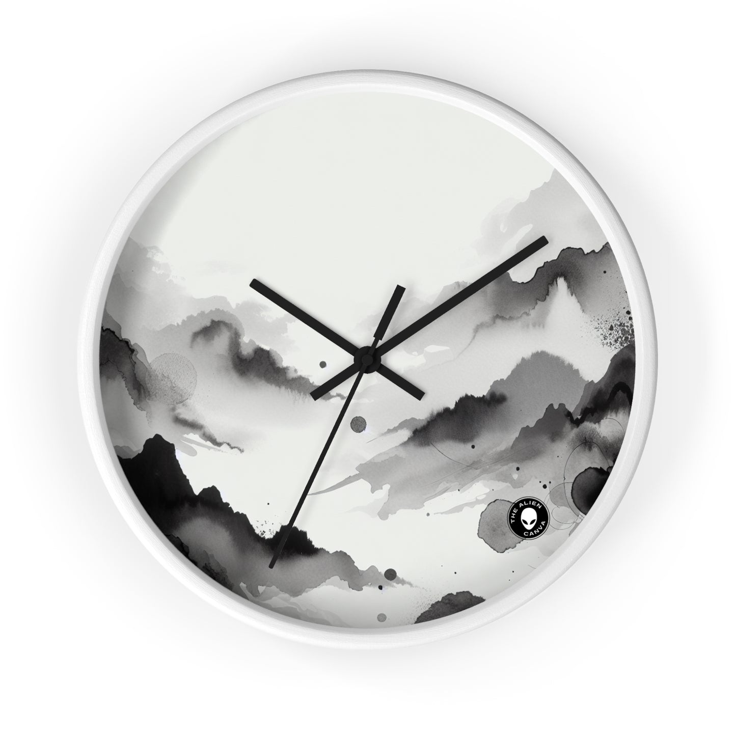 "Whispers of the Moonlit Grove" - The Alien Wall Clock Ink Wash Painting