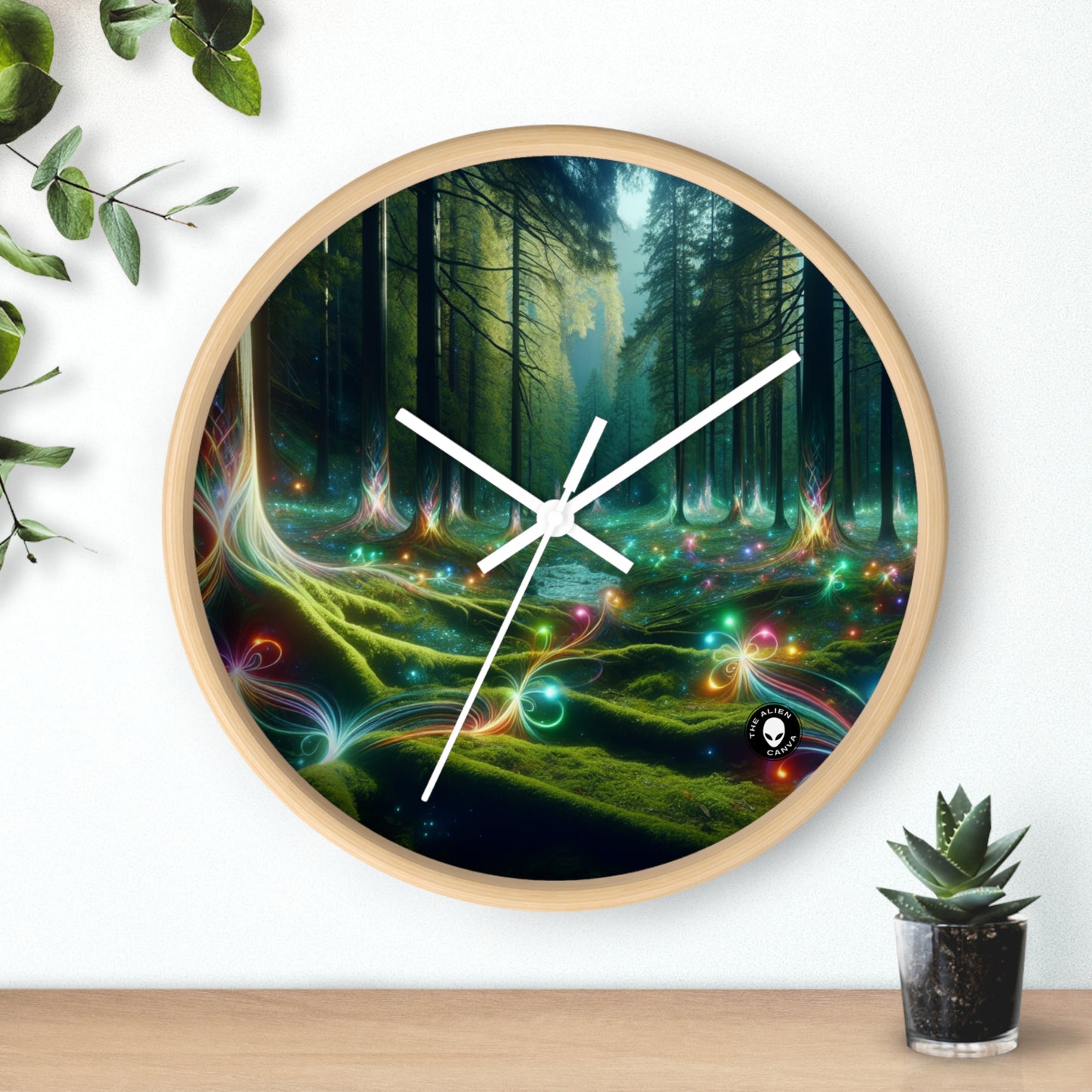 - Crystal-Enchanted Forest: A Tapestry of Light - The Alien Wall Clock