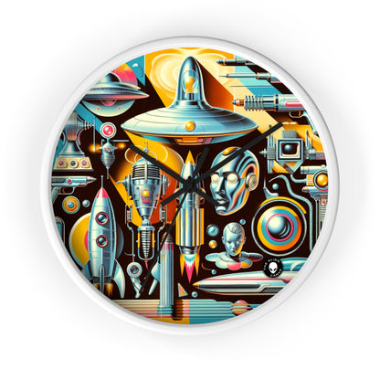 "Neon Deco: A Retro-Futuristic Utopia" - The Alien Wall Clock Retro-futurism