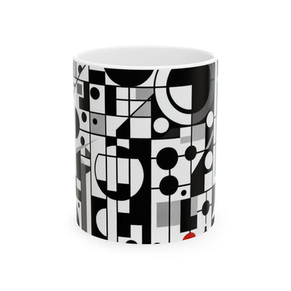 "Suprematismo dinámico: armonía geométrica en colores primarios" - Taza de cerámica The Alien de 11 oz Suprematismo